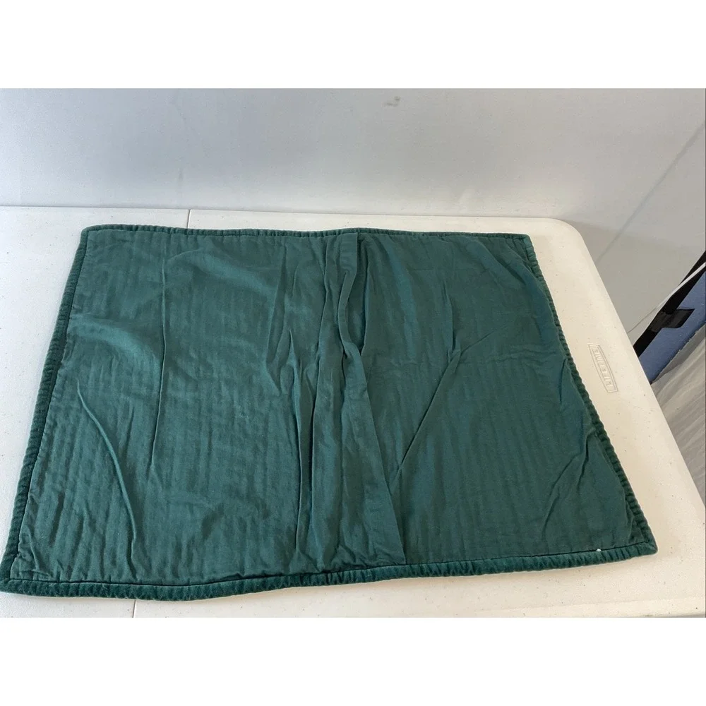 Pottery Barn Green Pillow Cover Striped Velvet Style 26x20 cotton‎ Holiday rare